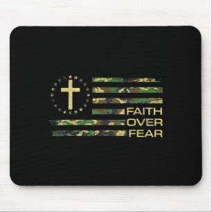 Jesus Faith Over Fear Cross Camo American Flag Usa Mouse Mat