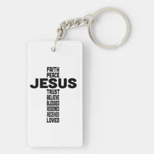 Jesus faith peace trust believe Christian Black Key Ring