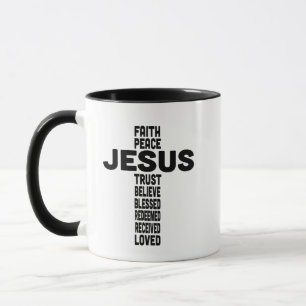 Jesus faith peace trust believe Christian Black  Mug