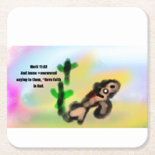 jesus faith square paper coaster