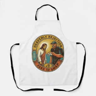 Jesus Fake ID Confiscated Angry Bouncer Club Party Apron