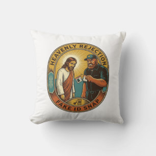 Jesus Fake ID Confiscated Angry Bouncer Club Party Cushion