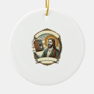 Jesus Fake Laughing Loud Club Cant Hear Party Humo Ceramic Tree Decoration