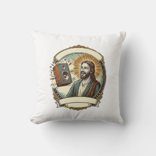 Jesus Fake Laughing Loud Club Cant Hear Party Humo Cushion