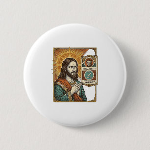 Jesus Fake Verified Checkmark Scam Troll Social Hu 6 Cm Round Badge