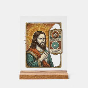 Jesus Fake Verified Checkmark Scam Troll Social Hu Acrylic Sign