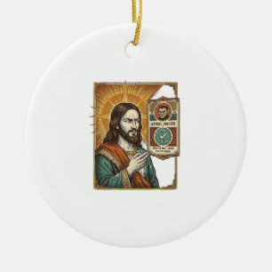Jesus Fake Verified Checkmark Scam Troll Social Hu Ceramic Tree Decoration