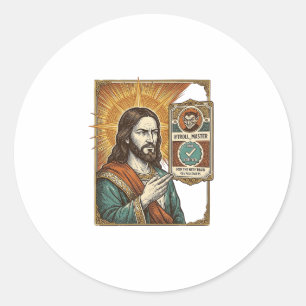 Jesus Fake Verified Checkmark Scam Troll Social Hu Classic Round Sticker