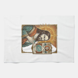 Jesus Fake Verified Checkmark Scam Troll Social Hu Tea Towel