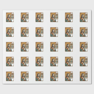 Jesus Fake Verified Checkmark Scam Troll Social Hu Wrapping Paper