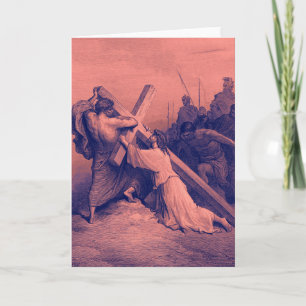 Jesus Falling Beneath the Cross Bible Card