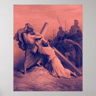 Jesus Falling Beneath the Cross   Bible Poster