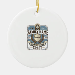 Jesus Family Name Crest Jesus Family Name Crest Ch Ceramic Tree Decoration