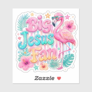 Jesus Fan with Flamingo Sticker