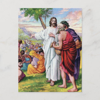 Jesus Feeding Many Hungry People Postcard
