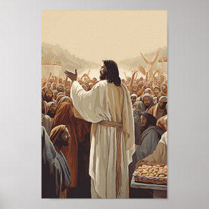 Jesus Feeds The 5000 Poster Christian Wall Decor