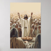 Jesus Feeds The 5000 Poster Christian Wall Decor