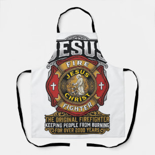 Jesus Firefighter Vintage Christian Faith Shirt Apron