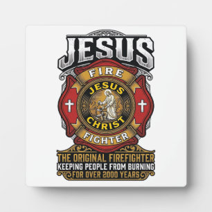 Jesus Firefighter Vintage Christian Faith Shirt Plaque