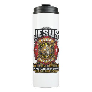Jesus Firefighter Vintage Christian Faith Shirt Thermal Tumbler