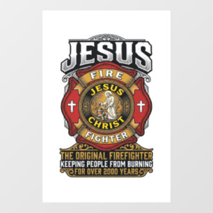 Jesus Firefighter Vintage Christian Faith Shirt Window Cling