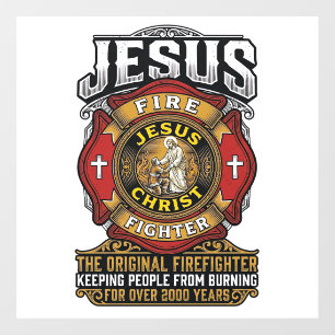 Jesus Firefighter Vintage Christian Faith Shirt Window Cling