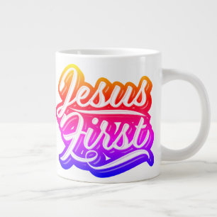 Jesus First Bright Colours Large Coffee Mug