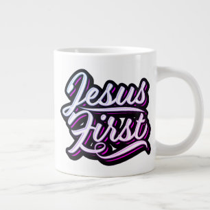 Jesus First Pinks and Purples Large Coffee Mug