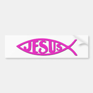 Jesus Fish (Bumper Sticker Pink)