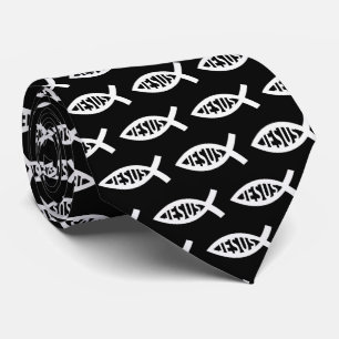 Jesus Fish Christian ichthys Symbol Tie
