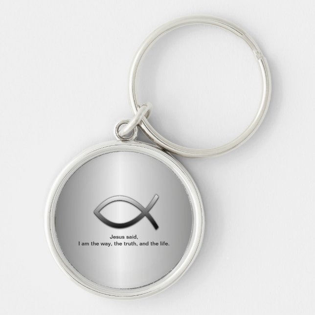Jesus Fish Christian Scripture Verse Key Ring (Front)