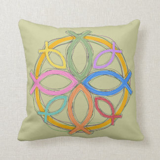 JESUS FISH CIRCLE DESIGN CUSHION