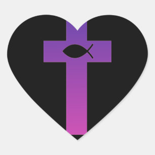 Jesus Fish Cross Heart Sticker