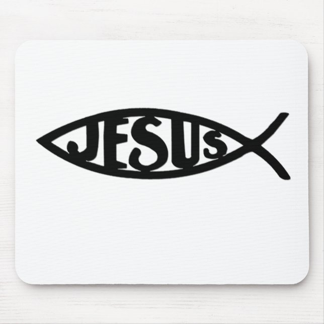 Jesus Fish (Mouse Pad Black) Mouse Mat (Front)