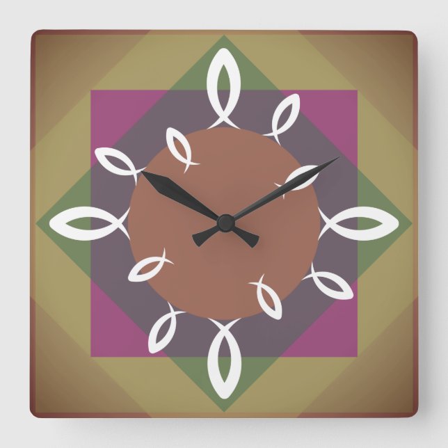 Jesus Fish Square Wall Clock (Front)