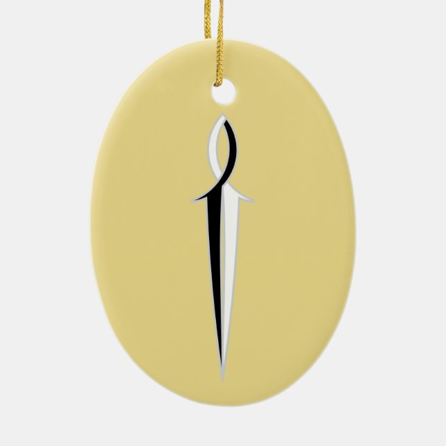 Jesus Fish Sword Ceramic Tree Decoration (Back)