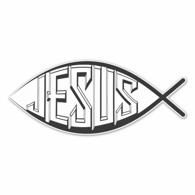JESUS FISH SYMBOL BIG DECAL STICKERS (Front)