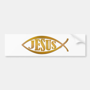 Jesus & Fish Symbol Bumper Sticker