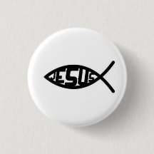 Jesus Fish Symbol Button