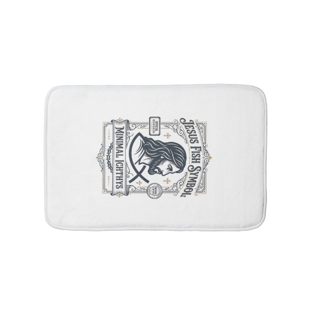 Jesus Fish Symbol Minimal Ichthys Jesus Fish Minim Bath Mat (Front)