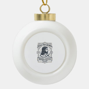 Jesus Fish Symbol Minimal Ichthys Jesus Fish Minim Ceramic Ball Christmas Ornament