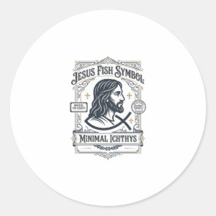 Jesus Fish Symbol Minimal Ichthys Jesus Fish Minim Classic Round Sticker