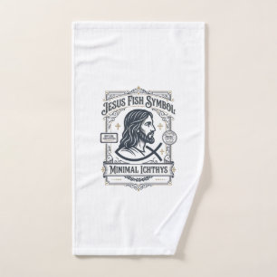 Jesus Fish Symbol Minimal Ichthys Jesus Fish Minim Hand Towel