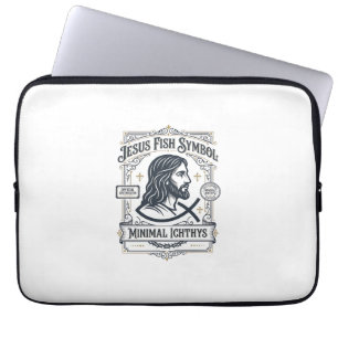 Jesus Fish Symbol Minimal Ichthys Jesus Fish Minim Laptop Sleeve