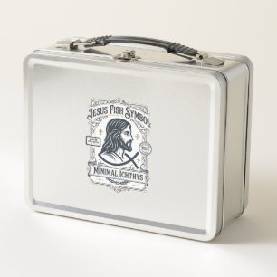 Jesus Fish Symbol Minimal Ichthys Jesus Fish Minim Metal Lunch Box