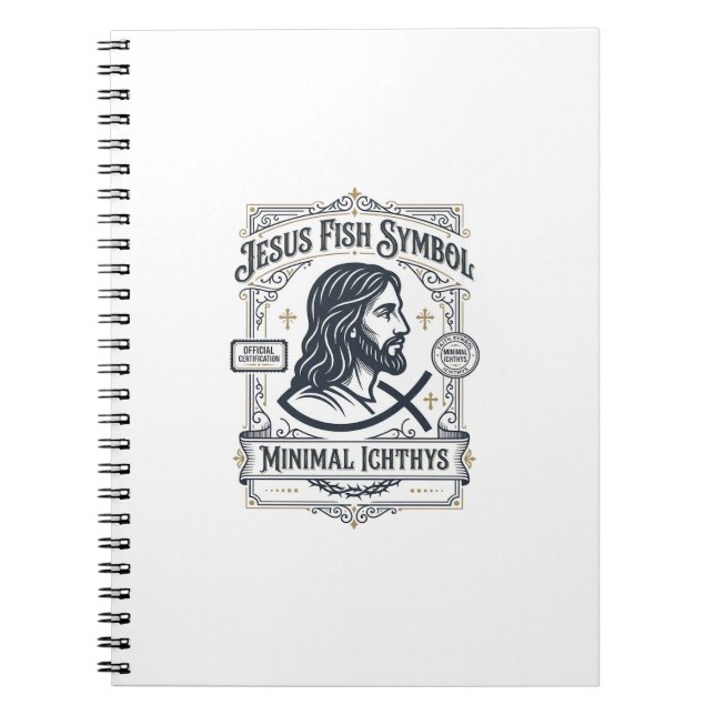 Jesus Fish Symbol Minimal Ichthys Jesus Fish Minim Notebook (Front)