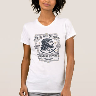 Jesus Fish Symbol Minimal Ichthys Jesus Fish Minim T-Shirt