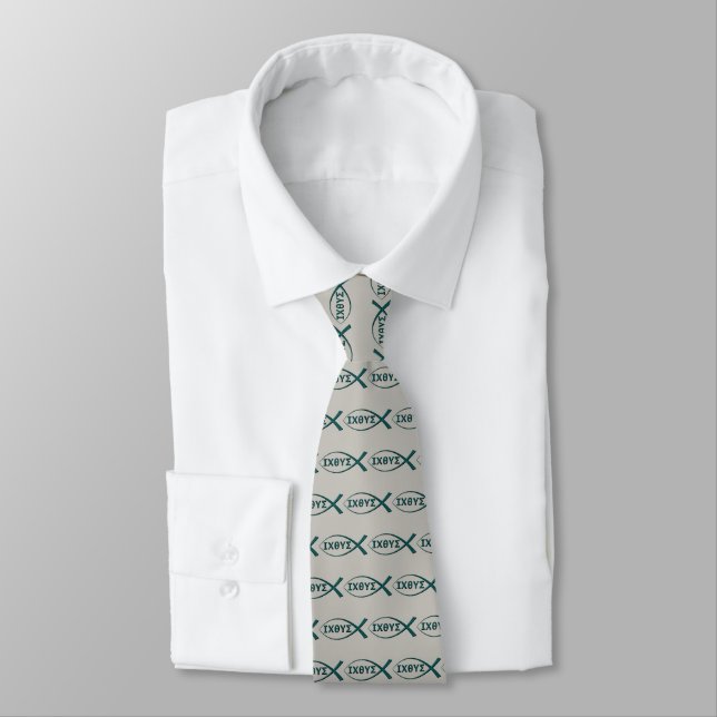 Jesus Fish Symbol Neck Tie (Tied)