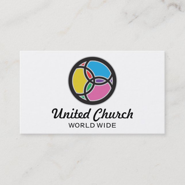 Jesus Fish Trinity Stained Glass Multicolored Logo Business Card (Front)