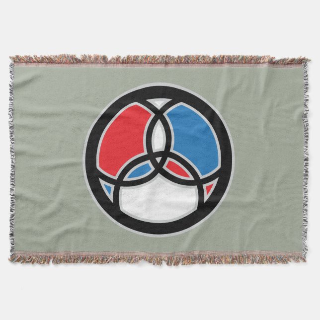 Jesus Fish Trinity Stained Glass - RWB Throw Blanket (Front)